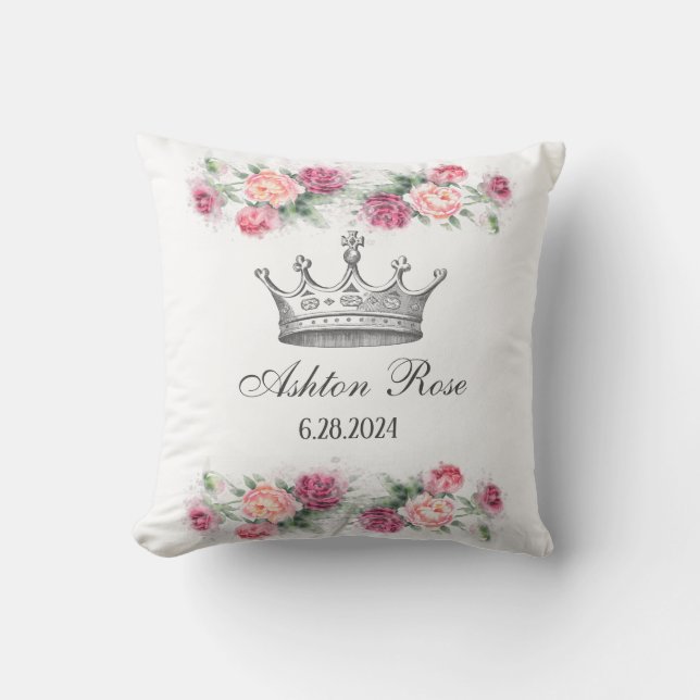 Almofada Princesa Rosas Personalizados Travesseiro Bebê (Frente)
