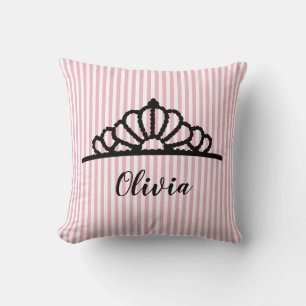 Almofada Princesa Tiara Tinta Rosa Travesseiro Personalizad