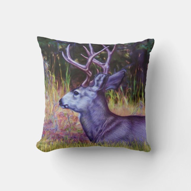 Almofada Príncipe da floresta, fanfarrão dos cervos de mula (Frente)