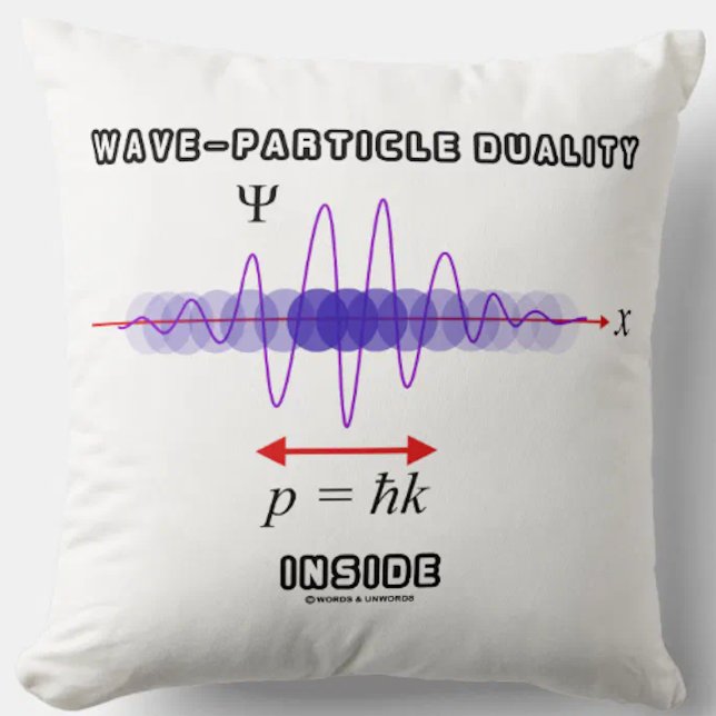 Almofada Princípio da Incerteza na Dentro de Dualidade das  (Physicists and physics major will enjoy this throw pillow featuring "Wave-Particle Duality Inside")