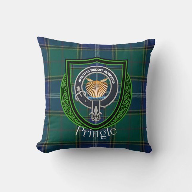 Almofada Pringle Scottish Clan Tartan & Crest (Frente)