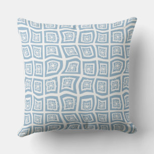 Almofada Prisões Psicodélicas Verificar Floral Azul Branco