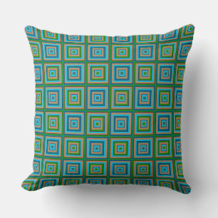 Almofada Prisões Quadrados Camelo Verde Turquoise EggPlant