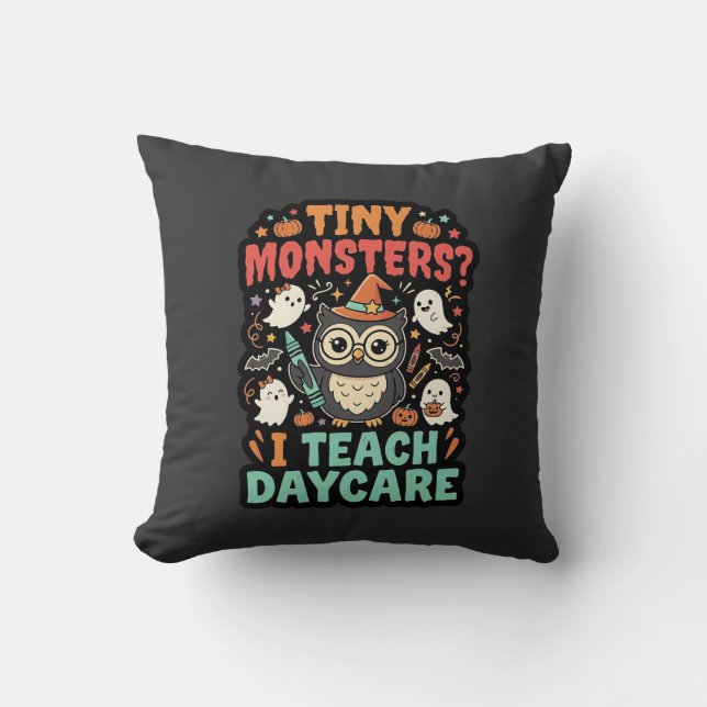 Almofada Professor de Creche de Halloween Monstros Pequenos (Frente)