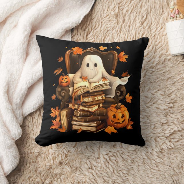 Almofada Professores do Ghost Book Lendo Abóbora no Hallowe (Cobertor)