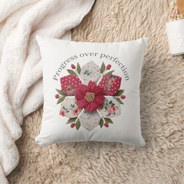 Almofada Progress over Perfection Affirmation Throw Pillow (Cobertor)