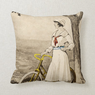 Almofada Propaganda da bicicleta da mulher do 1920 do