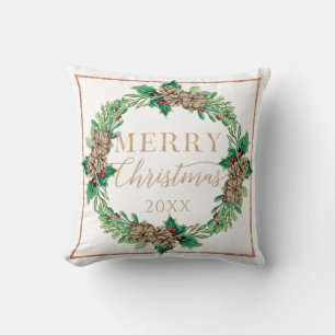 Almofada Proposta de Natal Rua Vermelha Holly Leaf Greenery