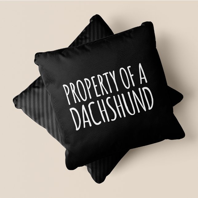 Almofada Propriedade De Um Chic Dachshund, Cute & Funny Bla (Property Of A Dachshund Chic, Cute & Funny Black Throw Pillow)