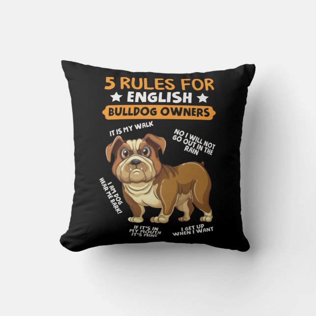 Almofada Proprietário do Bulldog Inglês Humorous Pet Dog Lo (Frente)