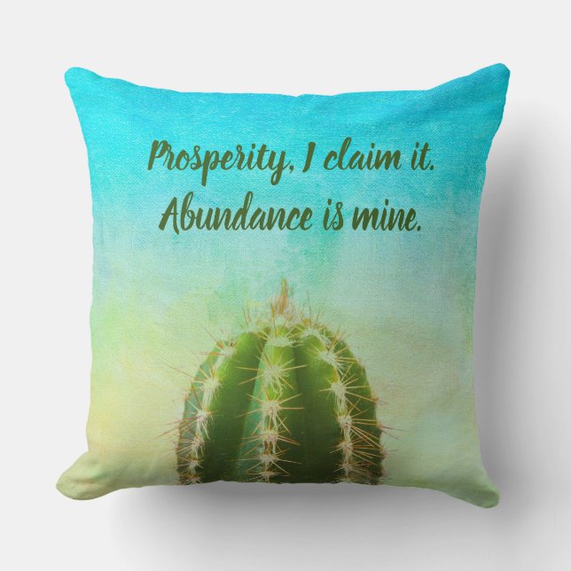 Almofada Prosperidade Mantra Cactus Com Texto Personalizáve (Frente)