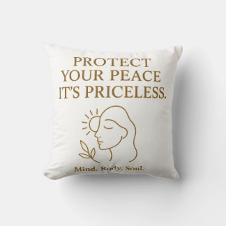 Almofada Protect Your Peace — Minimalist Self-Care Quote