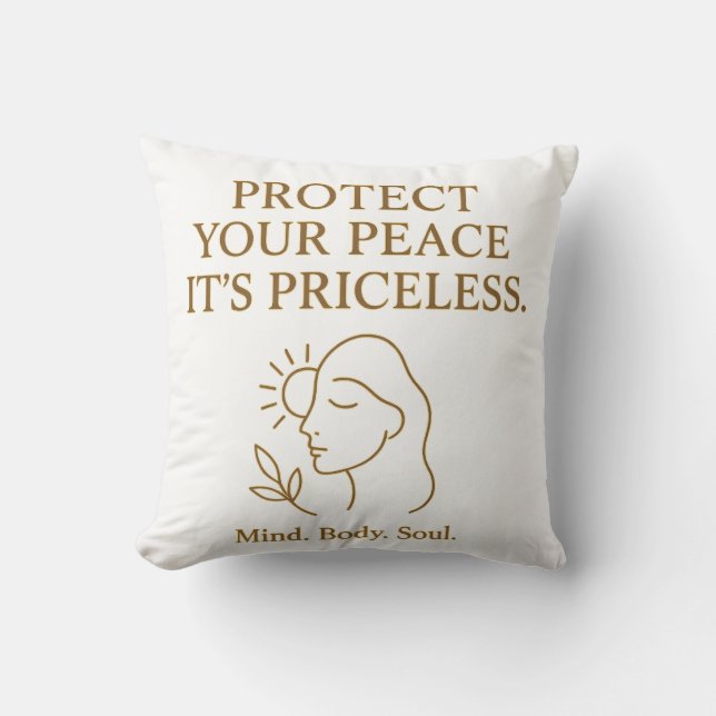 Almofada Protect Your Peace — Minimalist Self-Care Quote (Frente)