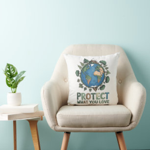 Almofada Proteja o que você ama" Design da Terra ambiental