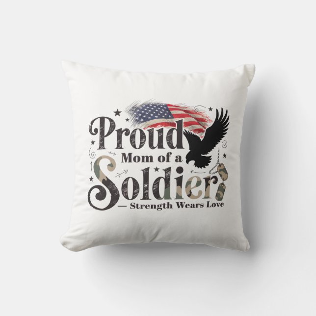 Almofada Proud Military Mom Soldier Pride Art (Frente)