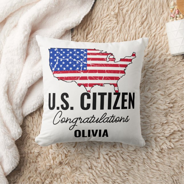 Almofada Proud New U.S. Citizen – American Map  (Cobertor)