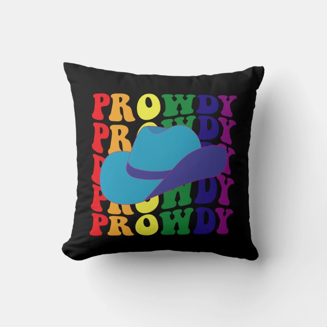 Almofada Prowdy Rodeo Howdy Cowboy LGBTQ Ocidental (Frente)