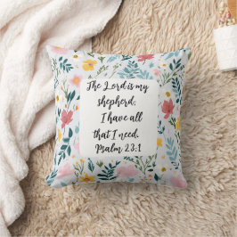 Almofada Psalm 23:1 Floral Throw Pillow