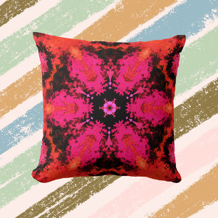 Almofada Psicodélica Flor Hippie Rosa e Preto