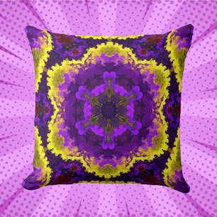 Almofada Psicodélico Flor Amarelo e Puro de Mandala