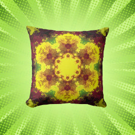 Almofada Psicodélico Mandala Flor Amarelo e Verde