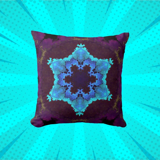 Almofada Psicodélico Mandala Flor Azul e Roxo (Criador carregado)