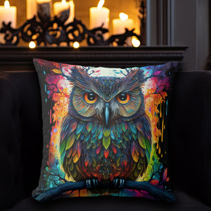 Almofada Psychedelic Fantasy Hippy Owl