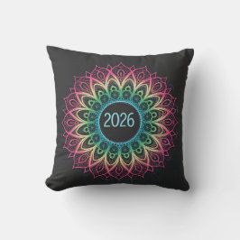 Almofada Psychedelic Fractal Mandala 2026 Design with Neon 