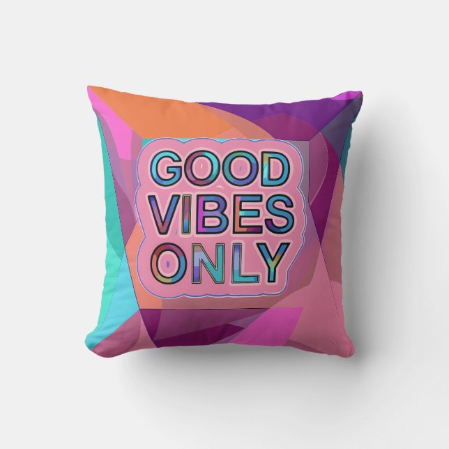 Almofada Psychedelic "Good Vibes Only" Text Graphic (Frente)
