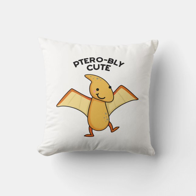 Almofada Pterobly Cute Funny Dinosaur Pterodactyl Pun (Frente)