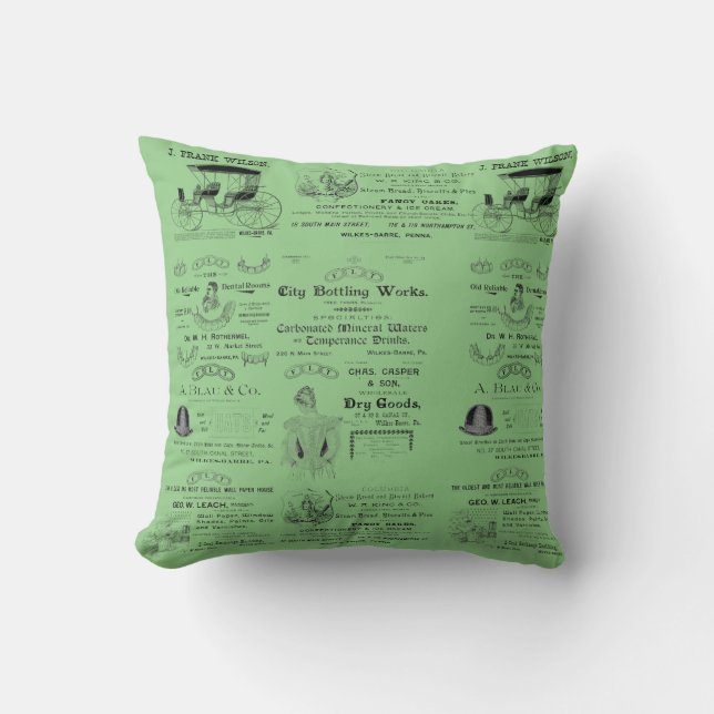 Almofada Publicidade de Wilkes-Barre Pennsylvania 1890 (Frente)