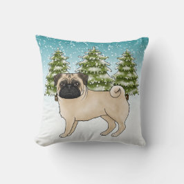 Almofada Pug Cerimonial Desenho Animado Cachorro Floresta I