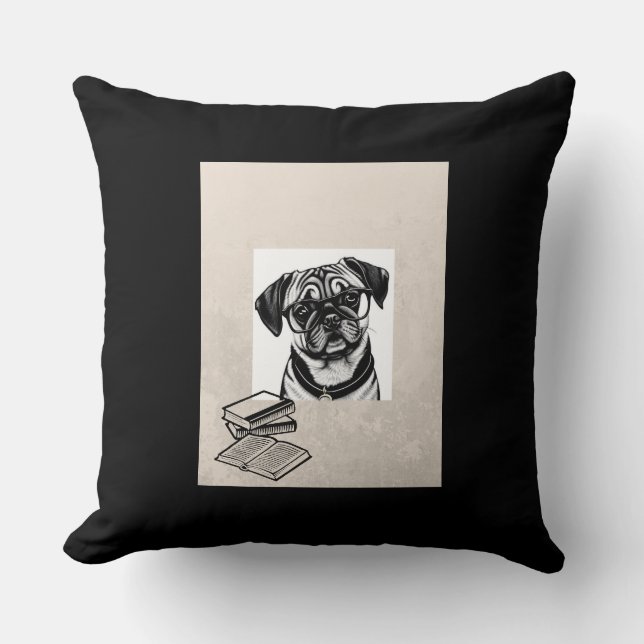 Almofada Pug Dachshund Dog Vestindo Travesseiro decorativo  (Frente)