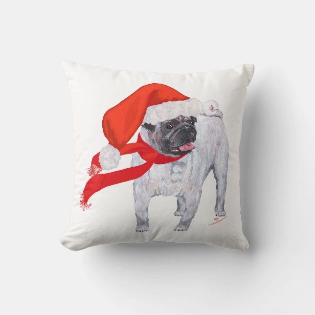 Almofada Pug de Natal (Frente)