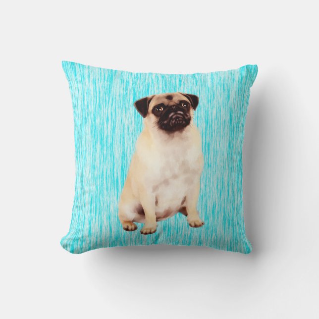 Almofada Pug Dog Art Retrait (Frente)
