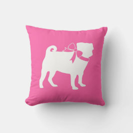 Almofada Pug Dog Chá de fraldas Girl Pink with Arco