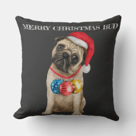 Almofada Pug Feliz de Natal