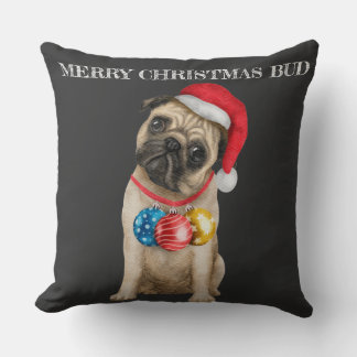 Almofada Pug Feliz de Natal