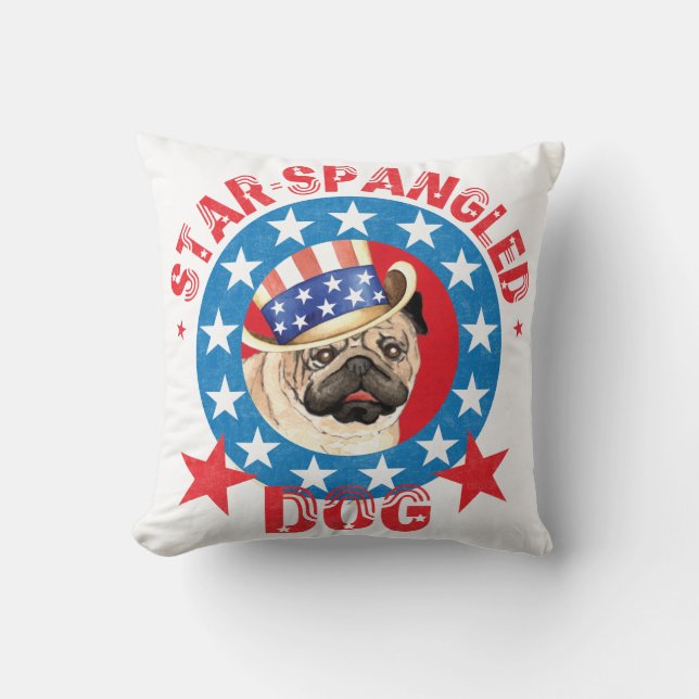 Almofada Pug patriótico (Frente)