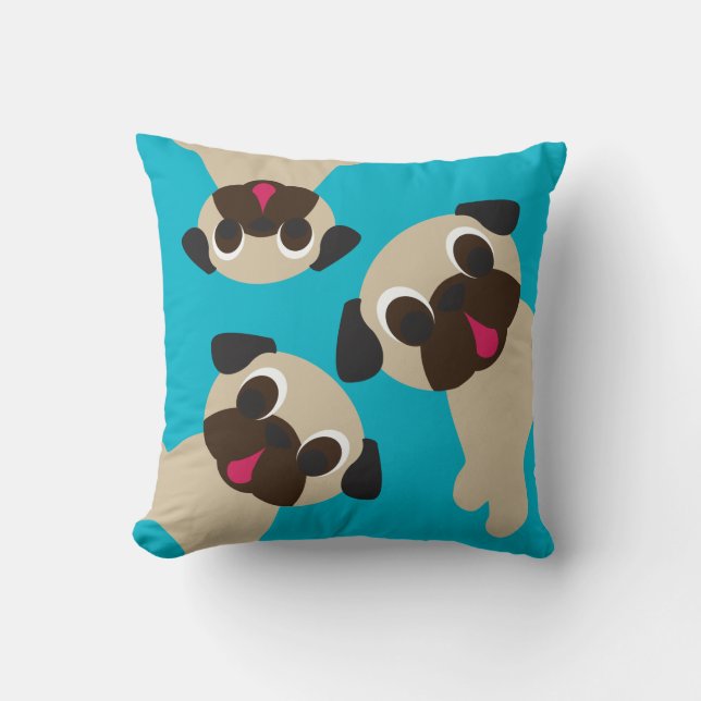 Almofada Pug, Pug, travesseiro do Pug (Frente)