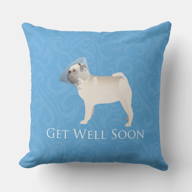 Almofada Pug Silhouette, fique bem em breve, Design (Frente)