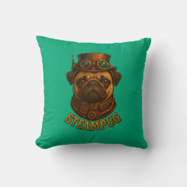 Almofada Pug Steampunk Arte de cachorro retrô vint