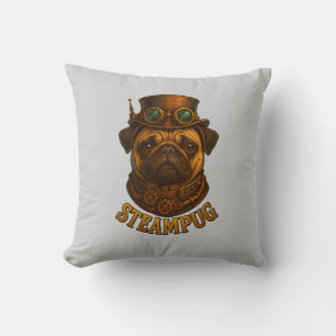 Almofada Pug Steampunk Arte de cachorro retrô vint