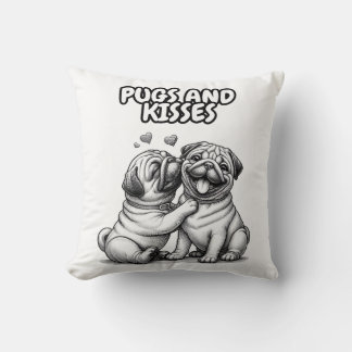 Almofada Pug Travesseiro com filhotes e beijos