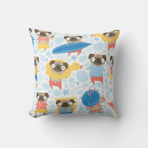 Almofada Pugs bonitos nas férias. padrão com o desenho an