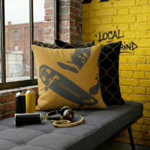 Almofada Pulo de Skate Personalizado – Preto e Dourado