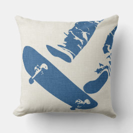Almofada Pulo de Skate – Visual Urbano em Azul e Branco