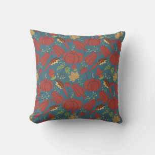 Almofada Pumpkin and carrot seamless pattern red and blue
