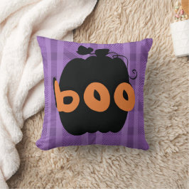 Almofada Pumpkin Black Purple Xadrez Halloween Padrão