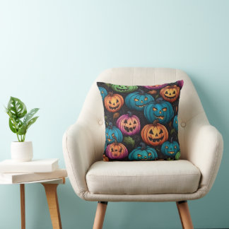 Almofada Pumpkin Colorido Padrão de Halloween